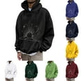 thumbnail image 1 of BiZtdJrK Men's Graphic Print Hoodies Drop Shoulder Long Sleeve Casual Pullover Tops 2024 Hipster Casual Cool Streetwear with Kangaroo Pocket 90 off Clearance Sale Navy XXL, 1 of 6