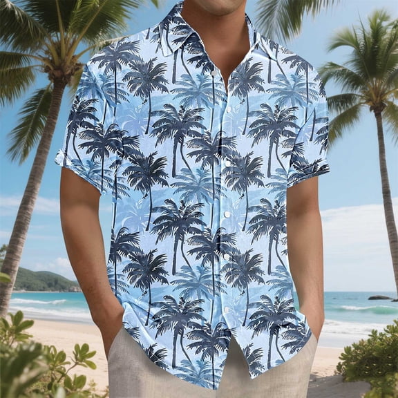 BiZtdJrK Men's Hawaiian Floral Shirts Big and Tall Short Sleeve Beach Vacation Shirt Loose Fit Casual Summer Button Down Shirts Multicolor M