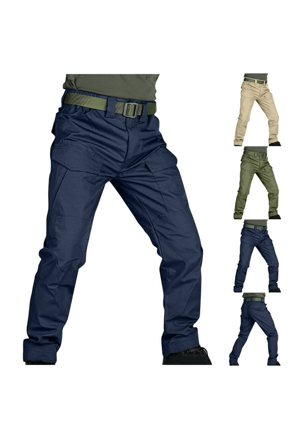 Men's Hiking Cargo Pants Quick-Dry Lightweight Waterproof Mountain Training Pants Outdoor Tactical Ripstop Work Trousers with Multi Pockets Navy L