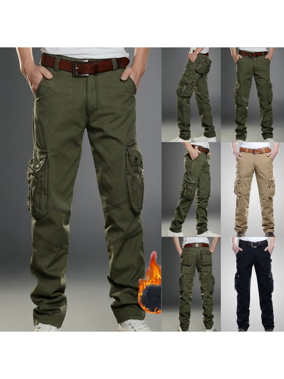 Men's Hiking Snow Pants 2025 Winter Fleece lined Warm Tactical Pants Outdoor Military Combat Work Trousers with Multi Pockets Todays Sales Black XL
