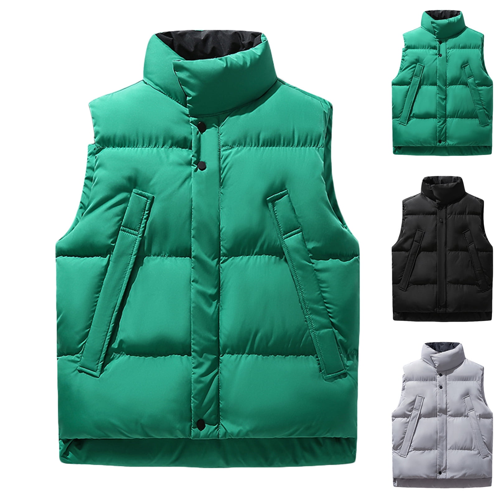 【COSYHARU】Solid padded vest YYDGH Mens Puffer Vest Winter Padded Vests Zip Up