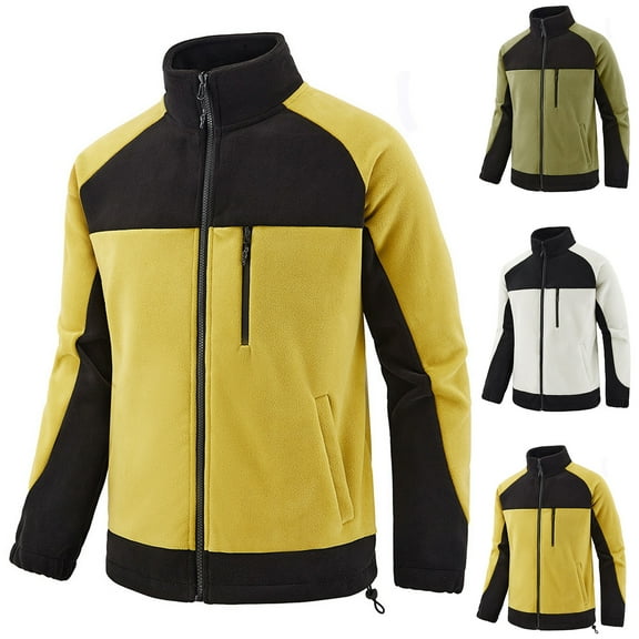BiZtdJrK Men's Polar Fleece Jackets Big and Tall Long Sleeve Zipper Jacket Stand Collar Warm Winter Coat Outdoor Hiking Outerwear with Pockets White XXXXXXXL