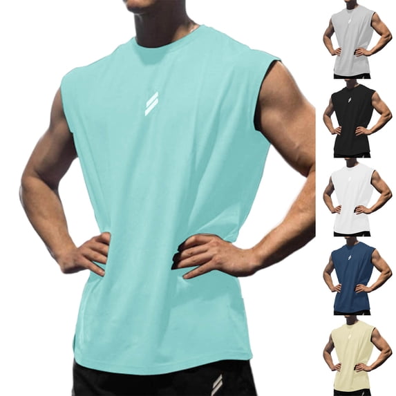 BiZtdJrK Men's Quick Dry Tank Tops Outdoor Lightweight Sleeveless Gym Workout Shirts Summer Yoga Casual Muscle Tees Light Blue XL