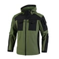 thumbnail image 1 of BiZtdJrK Men's Rain Hoodie Coats Polar Fleece Lined Zip Up Long Sleeve Hooded Jackets Outdoor Hiking Windbreaker Cargo Jacket with Pockets Green XXXL, 1 of 8