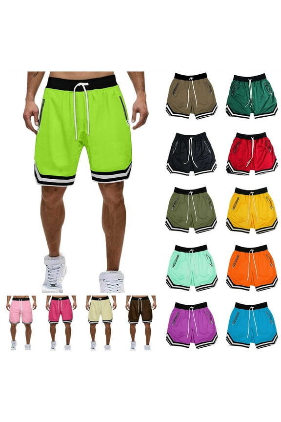 BiZtdJrK Men's Running Shorts Lightweight Mesh Athletic Basketball Shorts Gym Sports Workout Quick Dry Jogger Short Pants, Orange, XXXXXL
