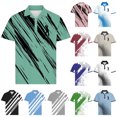 thumbnail image 1 of BiZtdJrK Men's Short Sleeve Polos Shirts Geometry Printed Button Collar Golf Tshirt Big and Tall Business Casual Tops, Sky Blue, XXXXL, 1 of 6