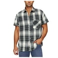 thumbnail image 1 of BiZtdJrK Men's Short Sleeve Shirts Lightweight Button Down T Shirt Fashion Plaid Casual Blouse Vacation Beach Summer Tops with Pocket Black XXXXL, 1 of 4