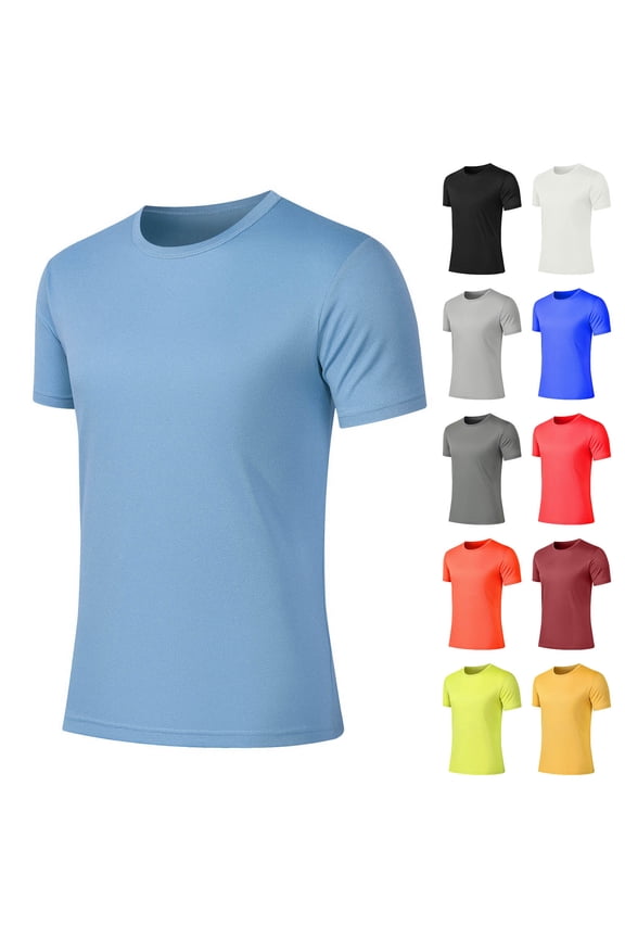 BiZtdJrK Men's Short Sleeve Sun Protection Shirts Quick Dry Rash Guard Athletic Running Swim Tees Tops Casual Crew Neck Undershirt Gray XXXXL