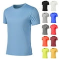 thumbnail image 1 of BiZtdJrK Men's Short Sleeve Sun Protection Shirts Quick Dry Rash Guard Athletic Running Swim Tees Tops Casual Crew Neck Undershirt Light Blue XXL, 1 of 6