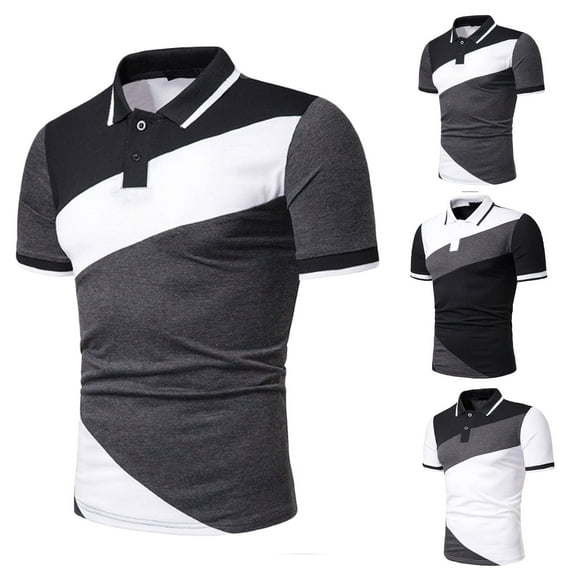 BiZtdJrK Men's Slim Fit Polos Shirts Short Sleeve Color Block Polos Shirt Lightweight Moisture Wicking Golf Shirts Casual Sports Tennis T-shirt White XXL