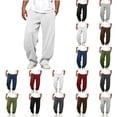 thumbnail image 1 of BiZtdJrK Men's Solid Sweatpants Open Bottom Elastic Waist Drawstring Casual Trousers Loose Casual Fall Sweatpant with Pockets Navy M, 1 of 6