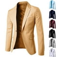 thumbnail image 1 of BiZtdJrK Men's Sport Coat Notch Lapel One Button Long Sleeve Suit Jackets Slim Fit Wedding Party Blazer Jacket with Pockets Light Blue XXL, 1 of 5