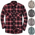 thumbnail image 1 of BiZtdJrK Men's Spring Fall Casual Plaid Workwear Turn Down Collar Long Sleeve Shirts with Pockets Going Out Tops Black XXL, 1 of 4