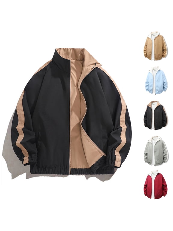 Men's Track Jackets Reversible Lightweight Full-Zip Stand Collar Coat Workout Running Athletic Active Jacket with Pockets Mint Green XXXL