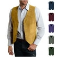 thumbnail image 1 of BiZtdJrK Men's Vests Dress Casual Faux Suede Long Sleeve Button Down Suit Vest Slim Fit Cowboy Vintage Waistcoat Army Green XXL, 1 of 6