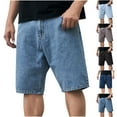 thumbnail image 1 of BiZtdJrK Men's Vintage Washed Jean Shorts Straight Leg High Waisted Casual Denim Shorts with Pockets Going Out Outfits, Gray, 36, 1 of 9