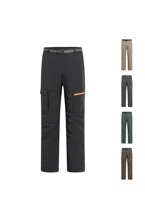 Men's Waterproof Cargo Pants Big and Tall Nylon Solid Straight Pants Outdoor Lightweight Windproof Softshell Trousers with Multi Pockets 50% Percent Off Sales Today Army Green XXXXL