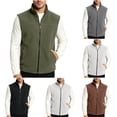thumbnail image 1 of BiZtdJrK Men's Winter Vest Outerwear Fleece Lined Stand Collar Sleeveless Zip Up Jackets Plus Size Solid Color Comfy Warm Vests with Zipper Pockets Gray XXXL, 1 of 6
