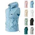 thumbnail image 1 of BiZtdJrK Men's Workout Hooded Vest Lightweight Running Ahtletic Outerwear Vests Stand Collar Zip Up Sleeveless Gym Jackets with Pockets Sky Blue XL, 1 of 4