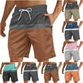 thumbnail image 1 of BiZtdJrK Mens 2025 Summer Big and Tall Beach Shorts Fashion Color Block Elastic Waist Board Shorts Casual Drawstring Sweat Shorts Hawaiian Swim Trunks Brown L Sales of The Day Clearance Prime, 1 of 5