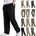 thumbnail image 1 of BiZtdJrK Mens Baggy Straight Leg Cargo Pants Big and Tall Twill Pants Solid Casual Office Work Trousers Outdoor Multi Pockets Plus Size Slacks, Gray, XXXXXXL, 1 of 5