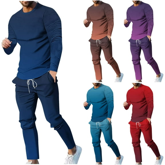 BiZtdJrK Mens Big and Tall 2 Piece Outfits Gradient Color T-shirt and Pants Set Loose Casual Sweatsuit Jogging Matching Suits for Women Orange S