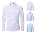 thumbnail image 1 of BiZtdJrK Mens Big and Tall Dress Shirts Long Sleeve Button Down Business Work Tops Solid Casual Lapel Shirts Elegant Wedding Party Prom Shirts Sales Today Clearance Light Blue XXL, 1 of 7