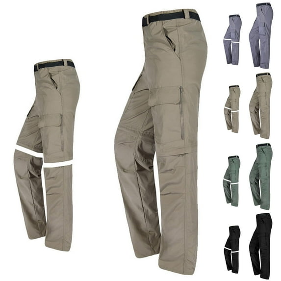 BiZtdJrK Mens Big and Tall Hiking Pants Quick Dry Convertible Lightweight Outdoor Cargo Pants Soft Solid Stretch Assault Trousers with Multi Pockets Limited Time Sale Khaki XXXXL