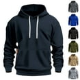 thumbnail image 1 of BiZtdJrK Mens Big and Tall Hooded Sweatshirts Fleece Lined Long Sleeve Pullover Hoodie with Kangaroo Pocket Lightweight Workout Gym Drawstring Sweatshirts, Blue, L, 1 of 8