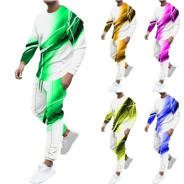 BiZtdJrK Mens Big and Tall Long Sleeve Pullover Tops Casual Drawstring Waist Pants with Pockets 2 Piece Sets Fashion Digital Print Matching Jogger Sweatsuit Vacation Sale Yellow L