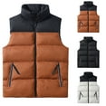 thumbnail image 1 of BiZtdJrK Mens Big and Tall Nylon Vest Color Block Warm Puffer Vests Lightweight Sleeveless Zip Up Jacket Casual Outerwear Outdoor Golf Vests White M, 1 of 6