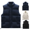 thumbnail image 1 of BiZtdJrK Mens Big and Tall Puffer Vest Lightweight Sleeveless Zip Up Windproof Vests Casual Solid Color Stand Collar Workwear Jackets Back To College Sales Black XXL, 1 of 7