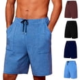 thumbnail image 1 of BiZtdJrK Mens Big and Tall Sweat Shorts Drawstring Elastic Waisted Running Athletic Short Sweatpants Loose Fit Solid Casual Shorts with Pockets Dark Blue XXL, 1 of 5