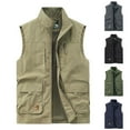 thumbnail image 1 of BiZtdJrK Mens Big and Tall Vest Casual Lightweight Stand Collar Sleeveless Workwear Jacket Outdoor Hiking Travel Golf Vest with Pockets Daily Sales Clearance Black XXL, 1 of 3