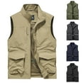thumbnail image 1 of BiZtdJrK Mens Big and Tall Vest Lightweight Casual Work Vests Stand Collar Sleeveless Cargo Vest Outdoor Hiking Travel Golf Vest with Pockets Todays Daily Sales Dark Blue XXXL, 1 of 7