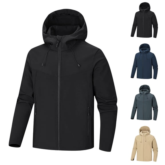 BiZtdJrK Mens Big and Tall Warm Jackets Fleece Lined Long Sleeve Zipper Hooded Jacket Solid Casual Winter Sweatshirt Coats with Pockets Dark Gray XXL