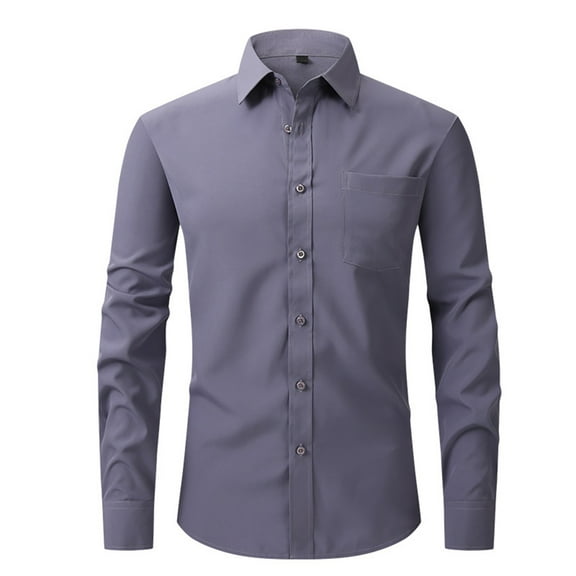 BiZtdJrK Mens Business Shirt,Mens Dress Shirts Long Sleeve Dress Shirts for Men Cotton Button Down Shirt Regular Dress Shirts Dark Gray L