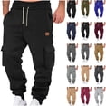 thumbnail image 1 of BiZtdJrK Mens Cargo Jogger Pants Casual Drawstring Waist Elastic Sweatpants Baggy Cinch Bottom Workout Athletic Running Pants with Pockets Dark Gray M Prime Sales of The Day, 1 of 4