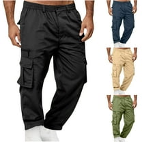 BiZtdJrK Mens Cargo Pants Casual Button Elastic Waist Tactical Pants Outdoor Military Combat Workout Hiking Pants Solid Work Trousers with Multi-Pockets Ofertas Flash Del Dia Black XL