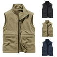 thumbnail image 1 of BiZtdJrK Mens Casual Outerwear Vest Lightweight Zip Up Fleece Sleeveless Jacket Outdoor Work Hiking Travel Golf Vest with Pockets Limited Time Sales Of The Day Khaki XXXL, 1 of 7