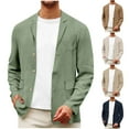 thumbnail image 1 of BiZtdJrK Mens Casual Sport Coats Single Breasted Notch Lapel Cotton Linen Blazer Jacket Lightweight Solid Suit Jackets Green L, 1 of 8