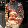 thumbnail image 1 of BiZtdJrK Mens Christmas T Shirt Funny 3D Print Long Sleeve Pullover Shirts Quarter Zip Polos Shirts Casual Holiday Tops Hipster Streetwear Back To College Sale S-Red XXXL, 1 of 5