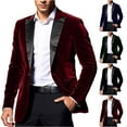 thumbnail image 1 of BiZtdJrK Mens Corduroy Blazer Jackets Notch Lapel One Button Fashion Sport Jacket Slim Fit Wedding Guest Dress Suit Coat Red XL, 1 of 9
