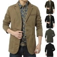 thumbnail image 1 of BiZtdJrK Mens Cotton Blazer Casual Notch Lapel Button Down Sport Jackets Big and Tall Regular Fit Solid Suit Jacket with Pockets Army Green XXXL, 1 of 9