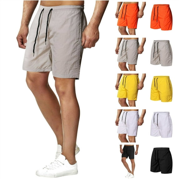 BiZtdJrK Mens Drawstring Elastic Waist Gym Athletic Shorts Lightweight Quick Dry Fishing Travel Short Pants Beach Vacation Clothes, Black, XXL