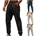 thumbnail image 1 of BiZtdJrK Mens Fall Winter Casual Fleece Lined Sweatpants Drawstring Elastic Waist Workout Pants Cinch Bottoms Jogger Trousers with Pockets, Black, L, 1 of 9