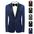 thumbnail image 1 of BiZtdJrK Mens Fashion Sport Coats Sparkly Sequin Shawl Lapel One Button Suit Jackets Slim Fit Wedding Prom Party Blazers Silver L, 1 of 5