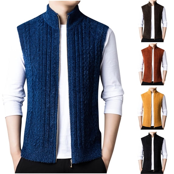 BiZtdJrK Mens Fashion Vest Slim Fit Stand Collar Sleeveless Vests Jacket Winter Warm Windproof Knit Vest Casual Streetwear Coat Lighten Sales Of The Day Army Green XL