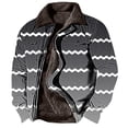thumbnail image 1 of BiZtdJrK Mens Fleece Lined Jackets Loose Fit Long Sleeve Zipper Jacket Striped Print Winter Thick Warm Coat Casual Fashion Heavyweight Sweatshirt 90 Percent Off Clearance Sale Gray L, 1 of 5