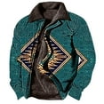 thumbnail image 1 of BiZtdJrK Mens Fleece Lined Jackets Vintage Aztec Cowboy Jacket Ethnic Print Long Sleeve Warm Coat Soft Comfy Jacket with Pockets Daily Sales Clearance Navy XXXL, 1 of 5